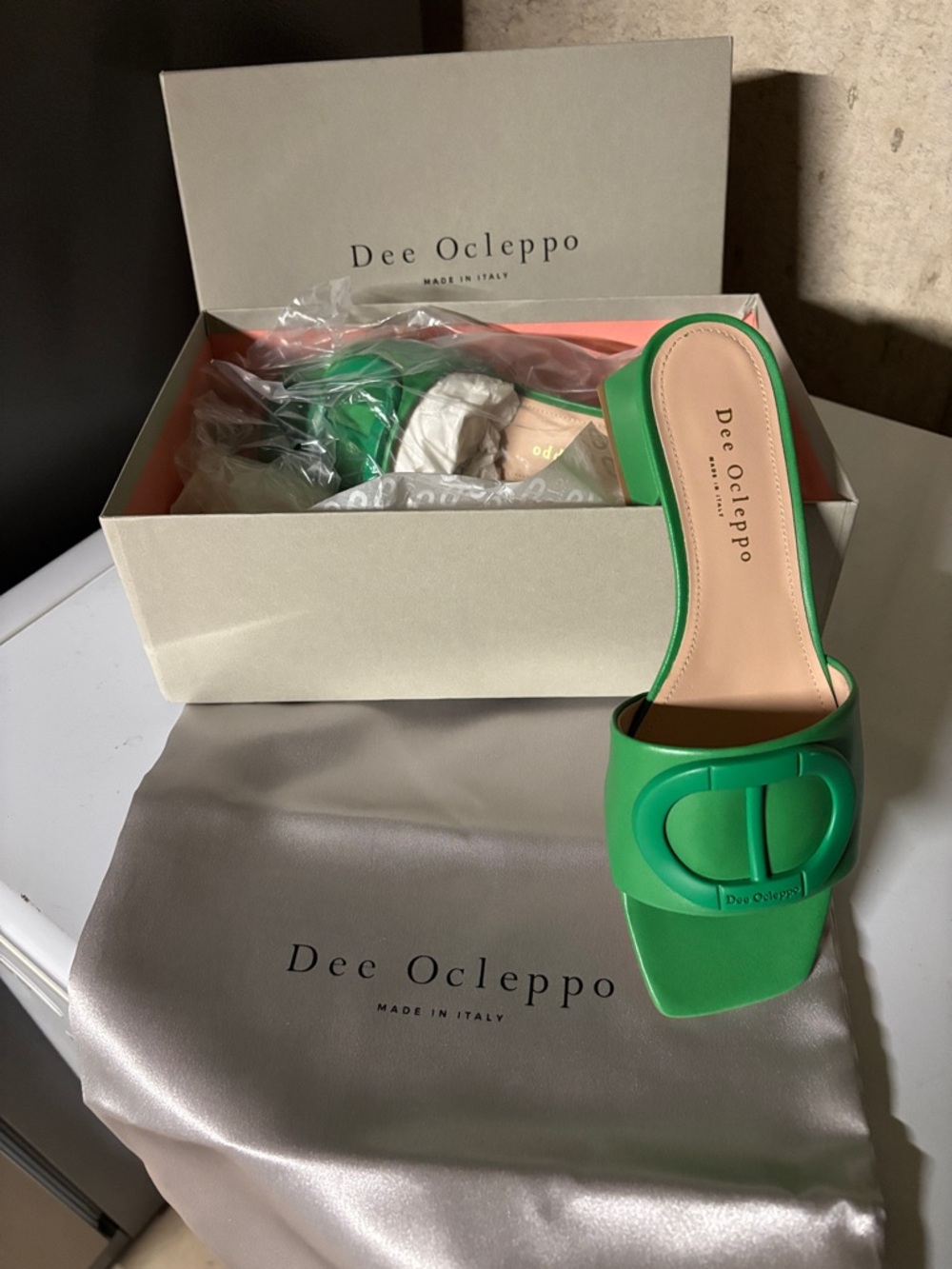 Dee Ocleppo Green Buckle Mule